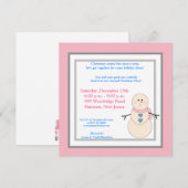 5x5 Snowman rustique avec Invitation Pink Scarf (Devant / Derrière)