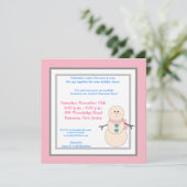 5x5 Snowman rustique avec Invitation Pink Scarf (Debout devant)