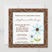 5x5 Spring Time Blue Flower Baby shower Invitation Kaart (Voorkant)