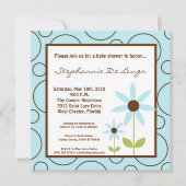5x5 Spring Time Blue Flower Baby shower Invitation Kaart (Voorkant)