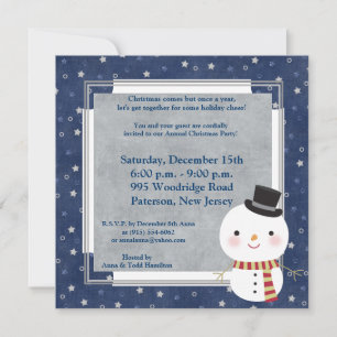 5x5 Top Hat Snowman Invitation