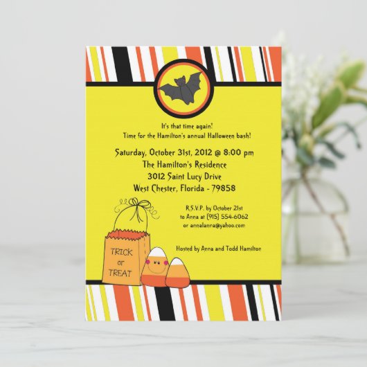 5x5 Trick or treat Halloween Feestuitnodiging Kaart (Staand voorkant)