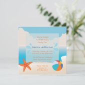 5x5 Tropical Beach Party Invitation d'anniversaire (Debout devant)