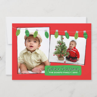 5x7 2 Carte photo de lumières de Noël photo
