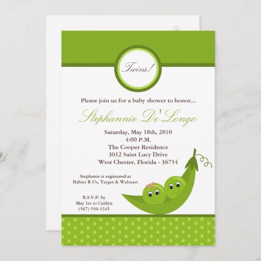 5x7 2-jarig Baby shower voor jonge meisjes Kaart (Voorkant / Achterkant)