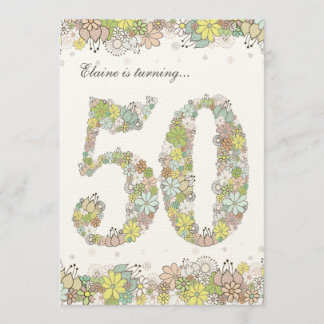 5x7 50e anniversaire Invitation en fleurs naturell