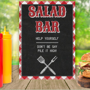5x7 Achtertuin BBQ Verjaardag Saladebar Tafelbord Poster