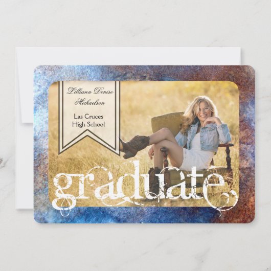 5x7 Acier rouillé Grunge Faire-part principal (Devant)