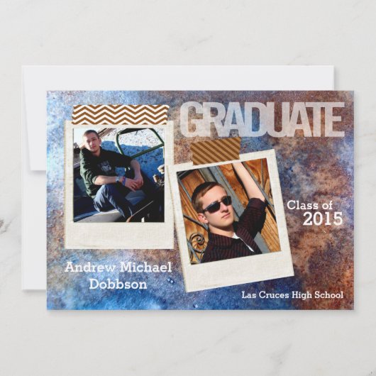 5x7 Acier rouillé Grunge Faire-part principal (Devant)