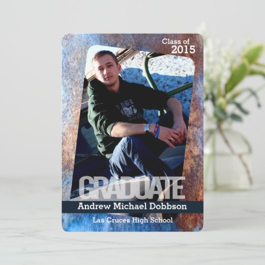 5x7 Acier rouillé Grunge Faire-part principal (Debout devant)