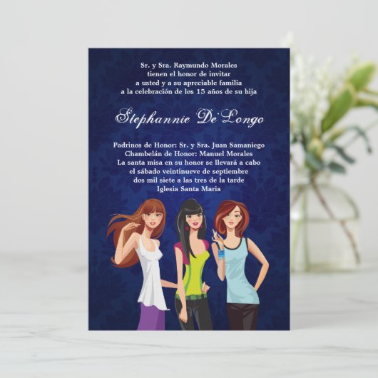 5x7 Adolescents Ado Quinceanera Invitation d'anniv (Debout devant)