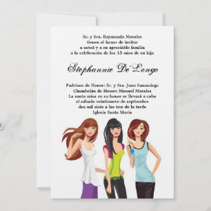 5x7 Adolescents Ado Quinceanera Invitation d'anniv