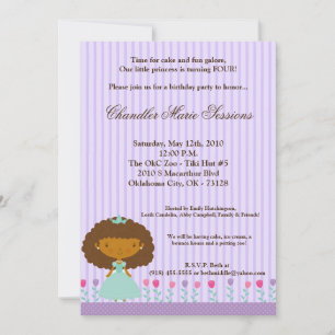 5x7 African Princess Gir Invitation de fête d'anni