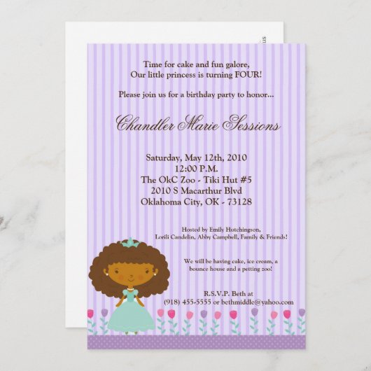 5x7 Afrikaanse prinses Gir Birthday Party Invitati Kaart (Voorkant / Achterkant)