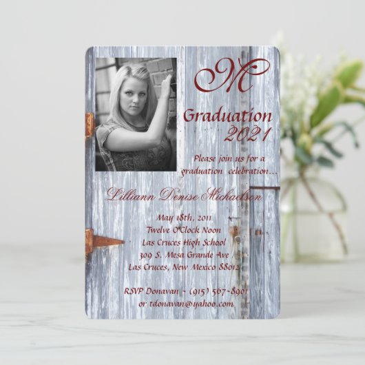 5x7 Afstuderen onderdeeluitnodiging Witte Wash Woo Kaart (Staand voorkant)