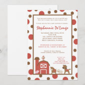 5x7 Agritourisme RedBarn Invitation Baby shower an (Devant / Derrière)