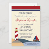 5x7 Ahoy maat zeilboot babyshower uitnodiging (Voorkant / Achterkant)