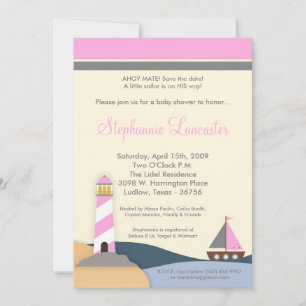 5x7 Ahoy Mate Sail Boat Baby shower Uitnodiging