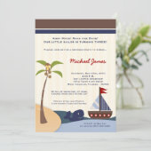 5x7 Ahoy Mate Voilier Baleine Invitation Anniversa (Debout devant)