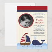 5x7 Ahoy Nautical Whale Boat Birthday Invitation (Devant / Derrière)