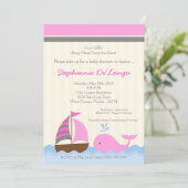 5x7 AhoyNautical Whale Baby shower Invitation (Debout devant)