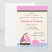 5x7 AhoyNautical Whale Baby shower Invitation (Devant / Derrière)