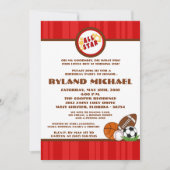 5x7 All Star Red Birtyhday Invitation (Devant)