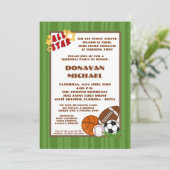 5x7 Alle Star Green Birthday Party Uitnodiging (Staand voorkant)