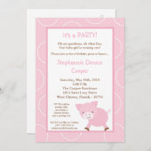 5x7 Animaux de ferme Cochon rose Invitation à la f (Devant / Derrière)