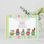 5x7 Animaux Train Ride Birthday Party Invitation (Debout devant)