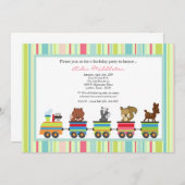 5x7 Animaux Train Ride Birthday Party Invitation (Devant / Derrière)