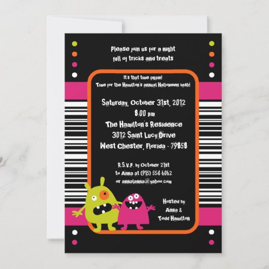 5x7 Anniversaire Bash Halloween Invitation de fête (Devant)