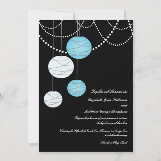 5x7 Aqua Blue Paper Lanterns Mariage Invitation