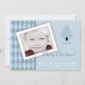 5x7 Arbre de Noël Bleu Argyl PHOTO Carte de Noël (Devant)