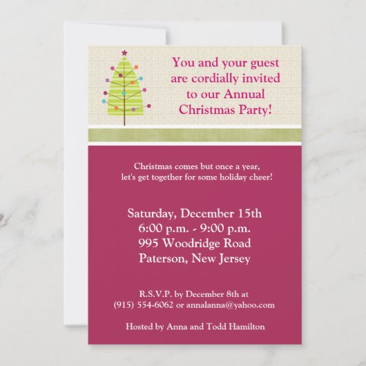 5x7 Arbre vert / Ornements Noël Invitation (Devant)