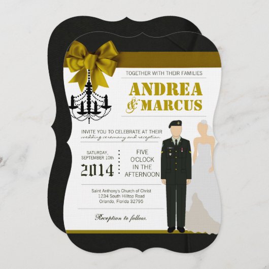 5x7 ARMY Bride Uniform Faire-part de mariage (Devant / Derrière)