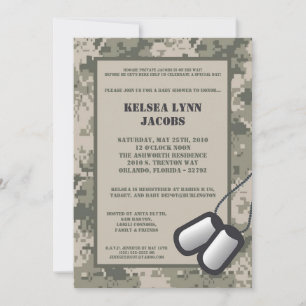 5x7 ARMY Camo ACU Imprimer Baby shower Invitation