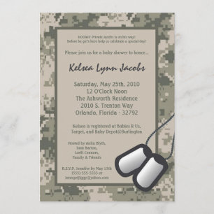 5x7 ARMY Camo ACU Print Baby shower Invitation Kaart