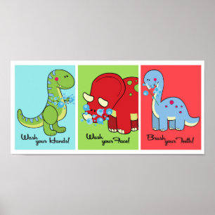 5x7 Art Mural Salle de Bain Dinosaure Monde Dino
