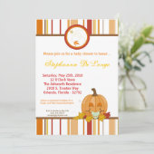 5x7 Automne Citrouille Invitation Baby shower d'au (Debout devant)