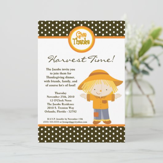 5x7 Automne Épouvantail de l'automne Invitation Th (Debout devant)