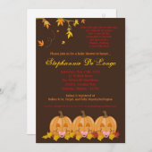 5x7 Automne Feuilles TRIPLETGirl Invitation Baby s (Devant / Derrière)