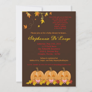5x7 Automne Feuilles TRIPLETGirl Invitation Baby s
