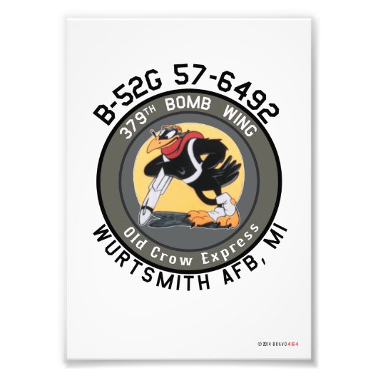 5x7 B-52G "Old Crow Express"-neusart afdrukken Foto Afdruk (Voorkant)