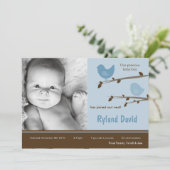 5x7 Baby Boy Blue Birdsl Photo Faire-part de naiss (Debout devant)