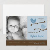 5x7 Baby Boy Blue Birdsl Photo Faire-part de naiss (Devant / Derrière)