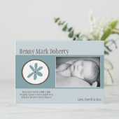 5x7 Baby Boy Blue Flower Photo Faire-part de naiss (Debout devant)