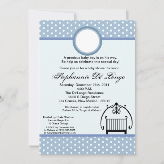 5x7 Baby Boy Shower Invitation (Devant)