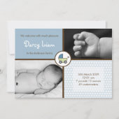 5x7 Baby BoyBlue Stroller Faire-part de naissance (Devant)
