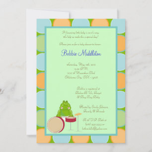 5x7 Baby Frog Zoo Animal Baby shower Invitation